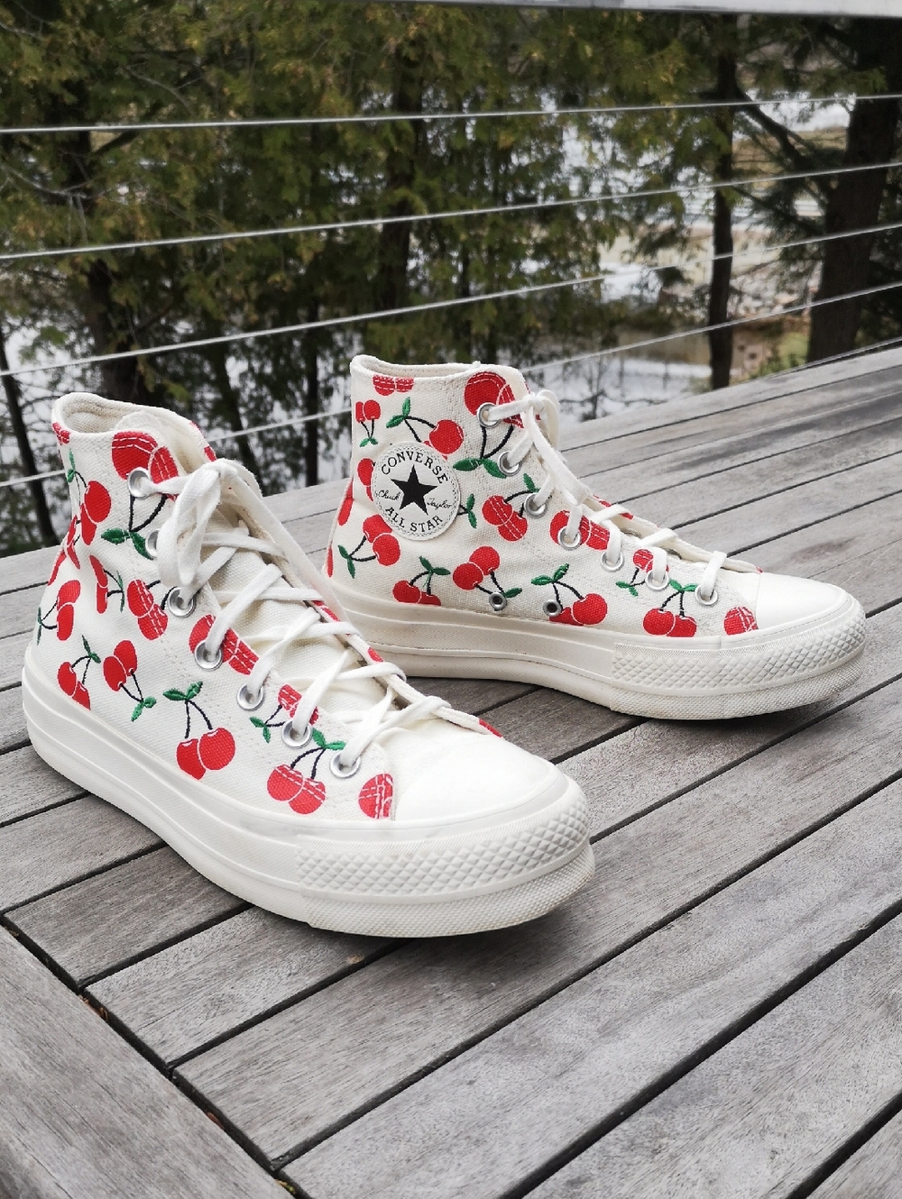 Converse platform cherry hi-tops